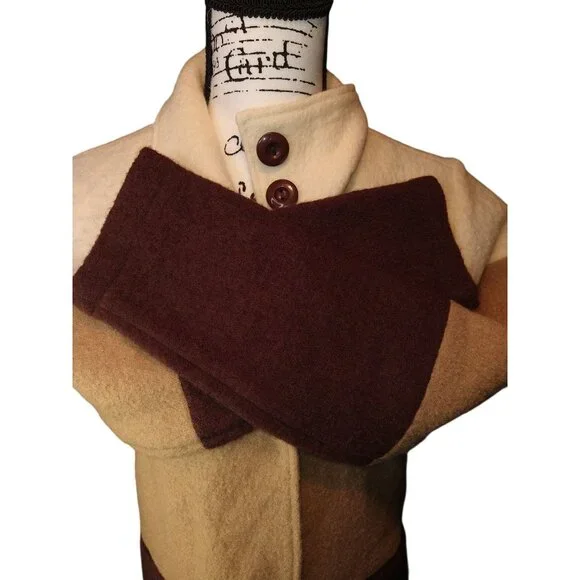 Vintage Appleseed Colorblock Wool Coat With Button Closure & Stand Collar - Size - Picture 5 of 11